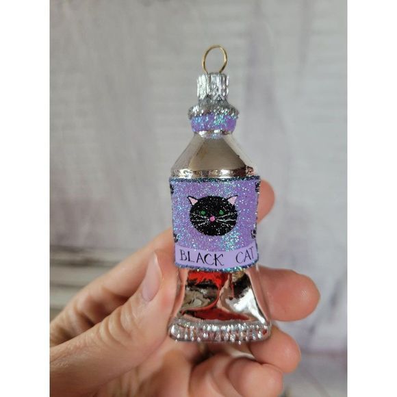 Patricia breen black cat paint tube Halloween bottle ornament Xmas tree decor